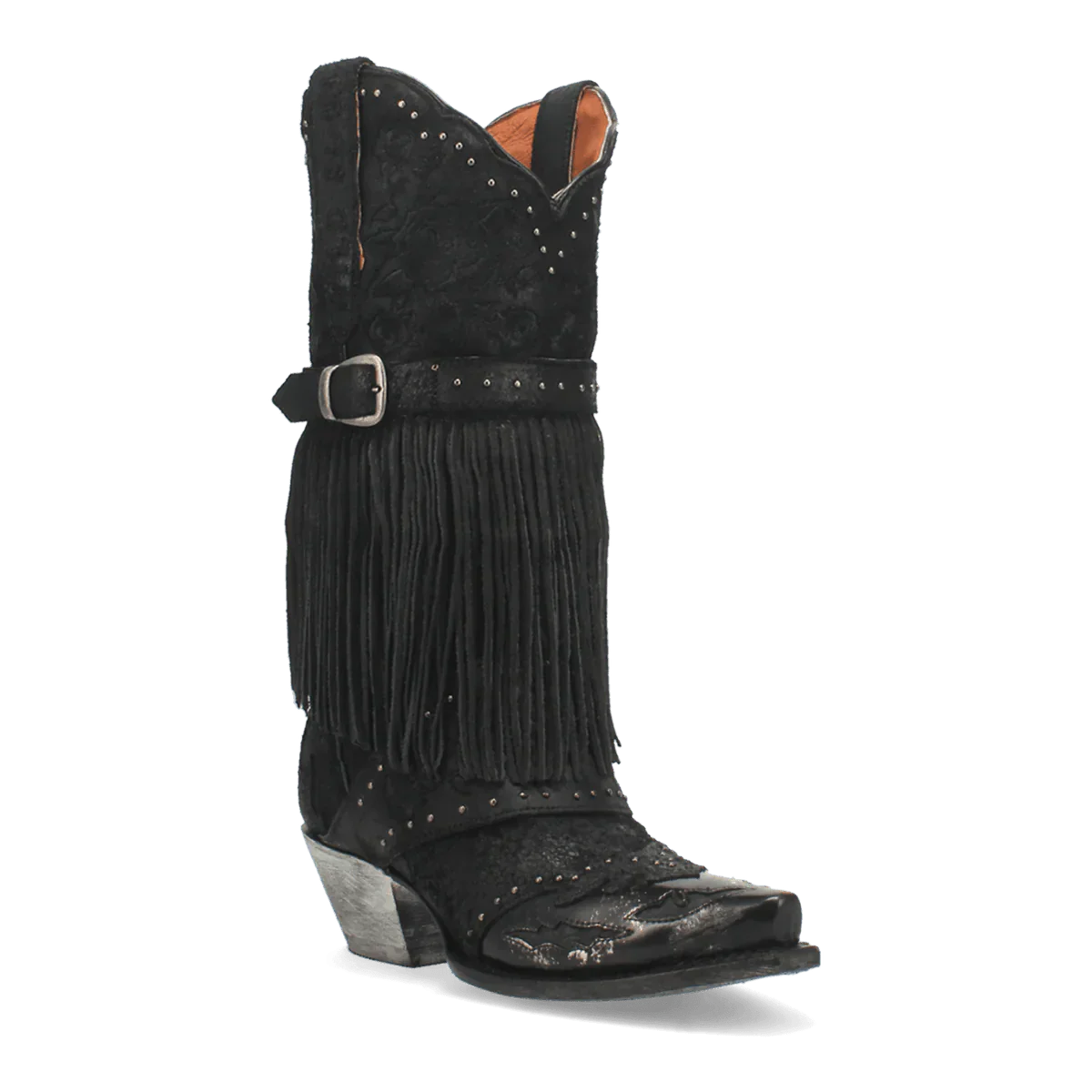 Dan Post Women's Bed of Roses Snip Toe Leather Boots - Black - Black