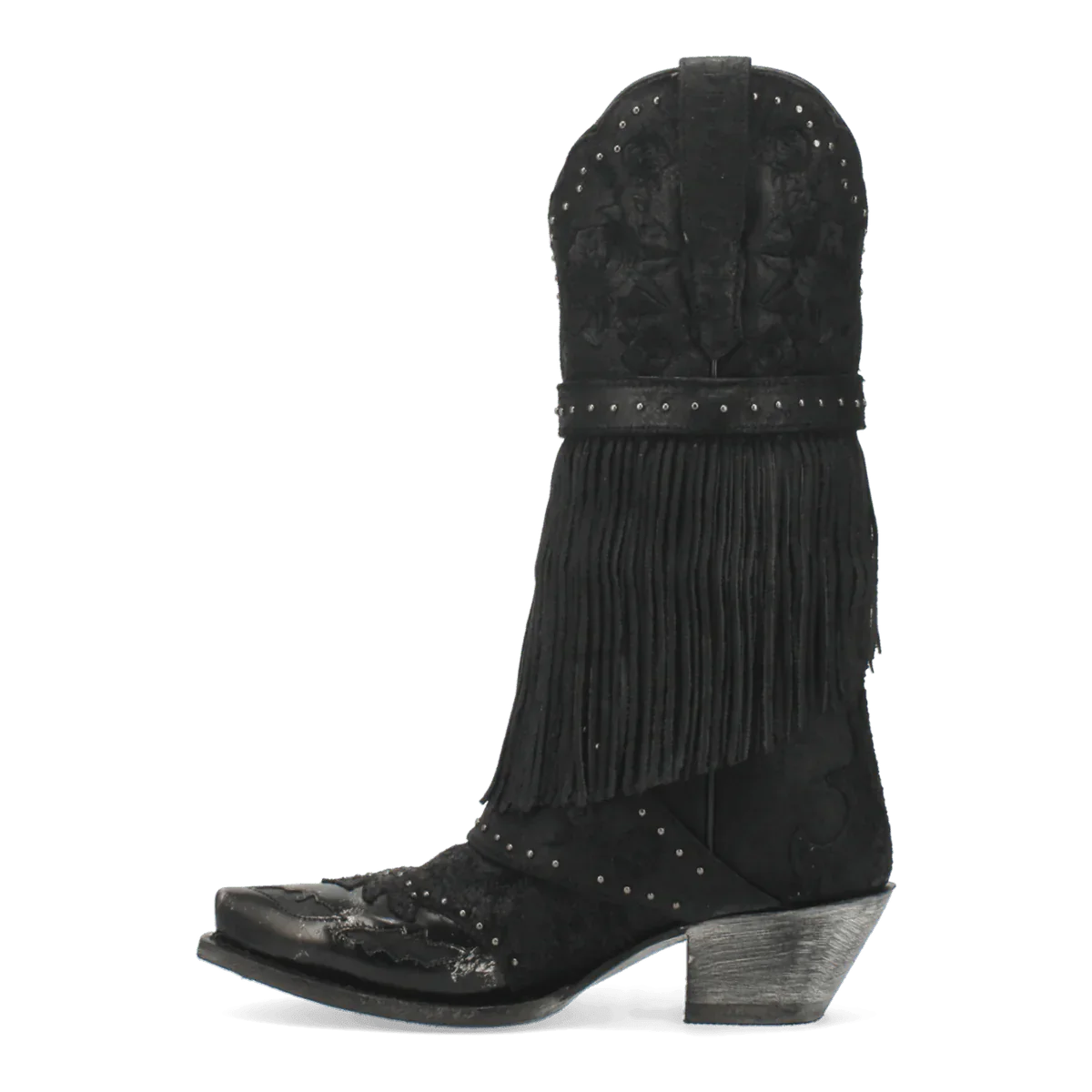 Dan Post Women's Bed of Roses Snip Toe Leather Boots - Black - Black