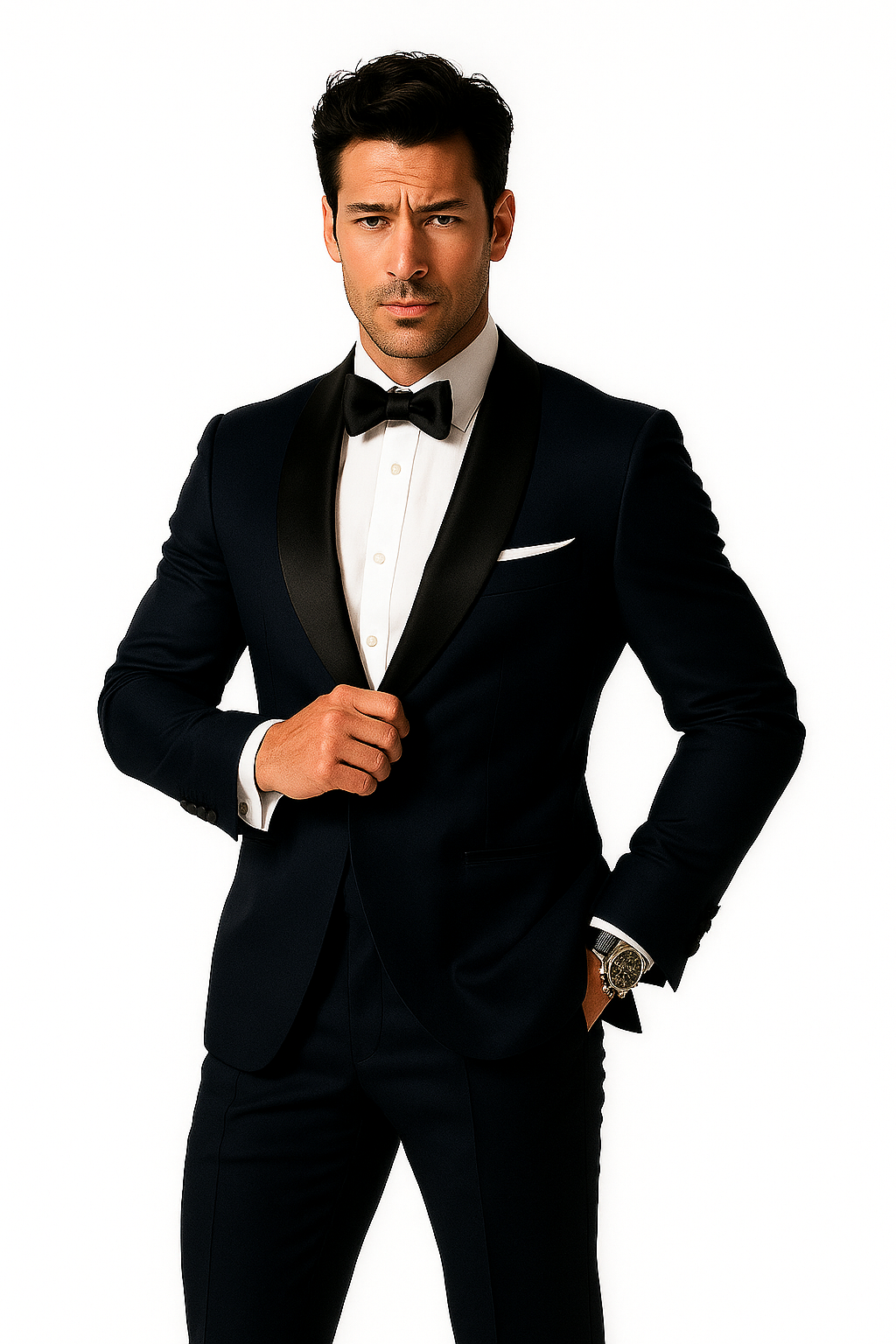 Mens Navy Blue Wedding Tuxedo - Dark Blue Tuxedo Suit" Mens Daniel Craig | James Bond | Navy Blue Tuxedo Costume - New Arrival - 34 Short