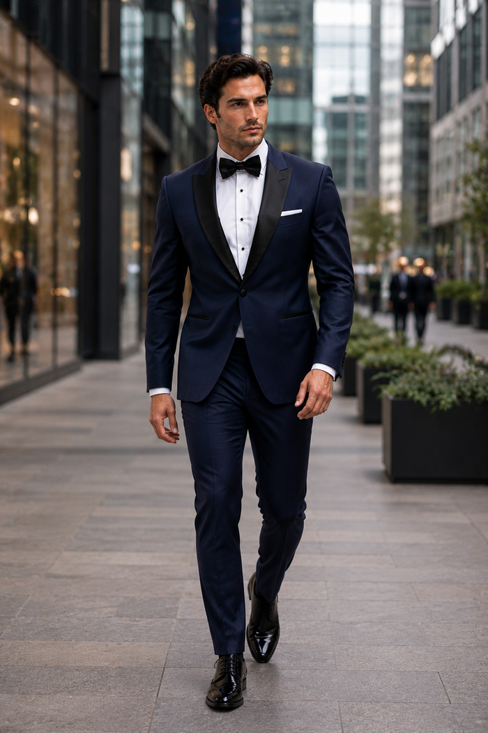 Mens Navy Blue Wedding Tuxedo - Dark Blue Tuxedo Suit" Mens Daniel Craig | James Bond | Navy Blue Tuxedo Costume - New Arrival