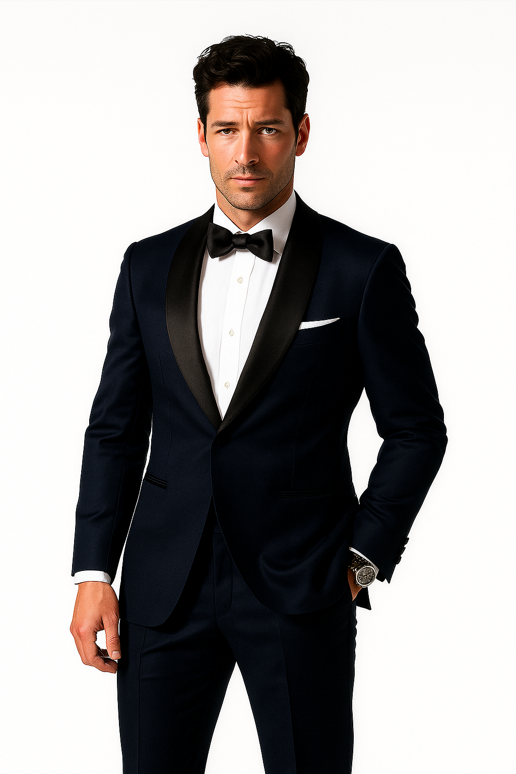 Mens Navy Blue Wedding Tuxedo - Dark Blue Tuxedo Suit" Mens Daniel Craig | James Bond | Navy Blue Tuxedo Costume - New Arrival - 34 Short