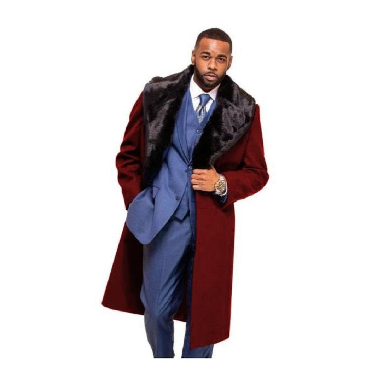 Dark Burgundy Overcoat ~ Long Mens Dress Topcoat