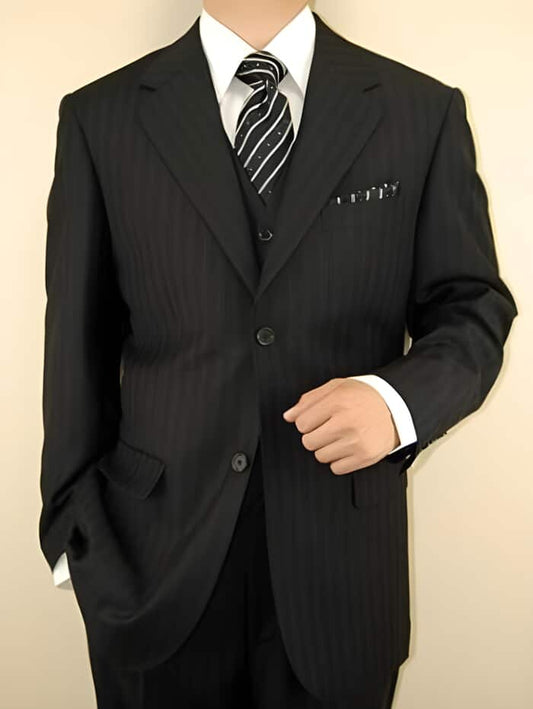 Mens Big and Tall Linen Suits - Black tone Summer Fabric Suit