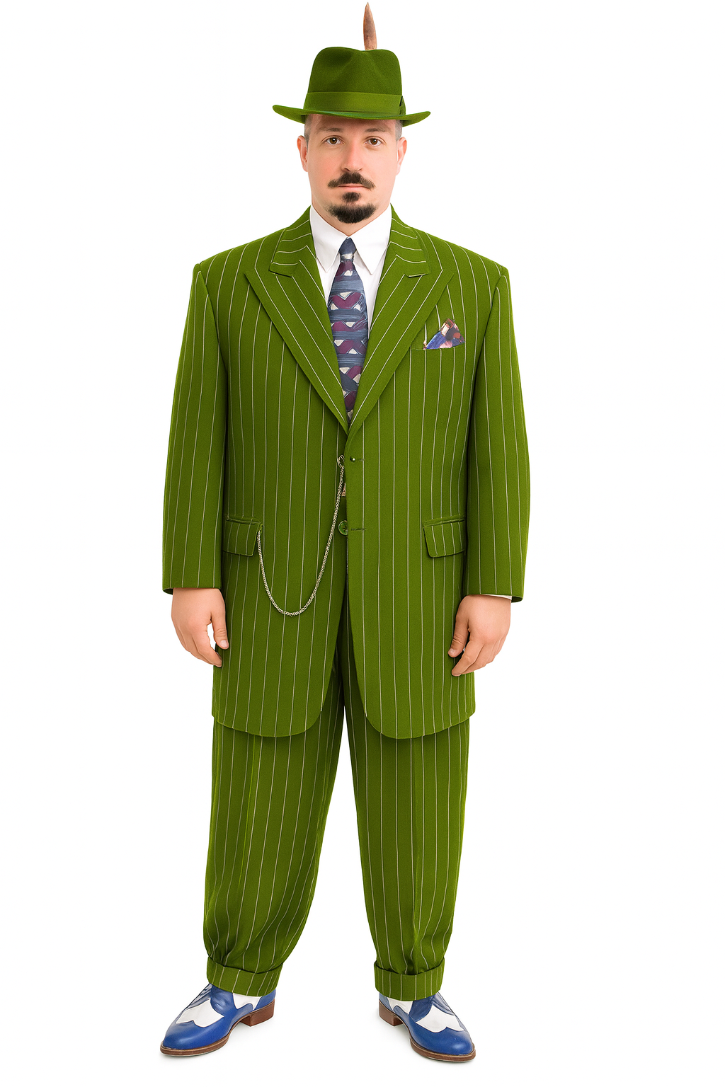 Dark Navy Blue Pinstripe Zoot Suit - Gangster Suit - 1920 Suit-New Designer Collection - 34 Short or Extra Small