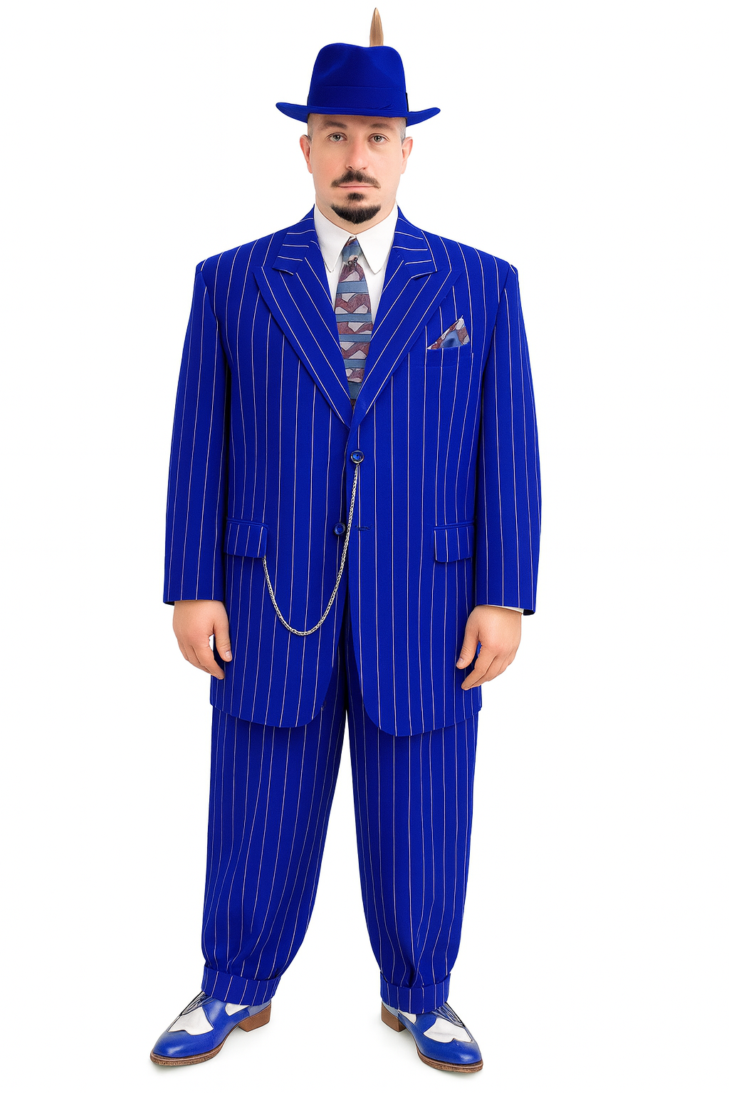 Dark Navy Blue Pinstripe Zoot Suit - Gangster Suit - 1920 Suit-New Designer Collection - 34 Short or Extra Small