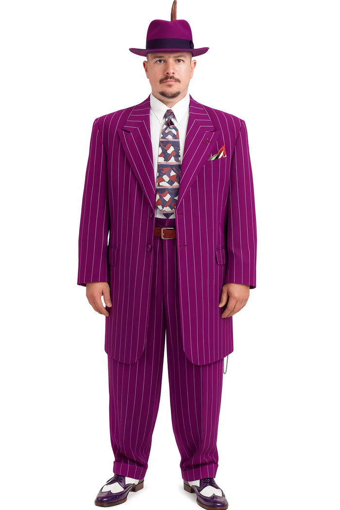 Dark Navy Blue Pinstripe Zoot Suit - Gangster Suit - 1920 Suit-New Designer Collection