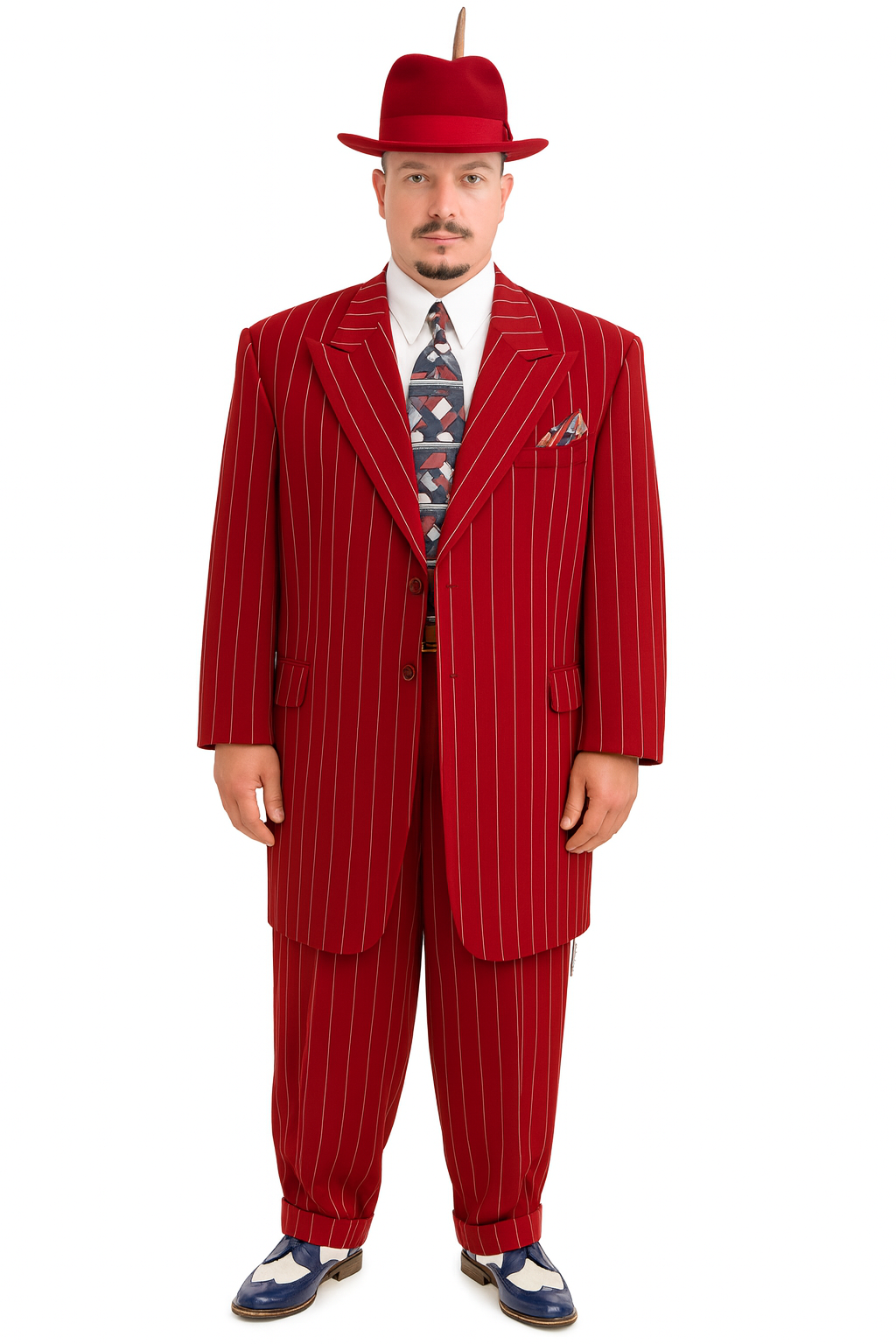 Dark Navy Blue Pinstripe Zoot Suit - Gangster Suit - 1920 Suit-New Designer Collection - 34 Short or Extra Small