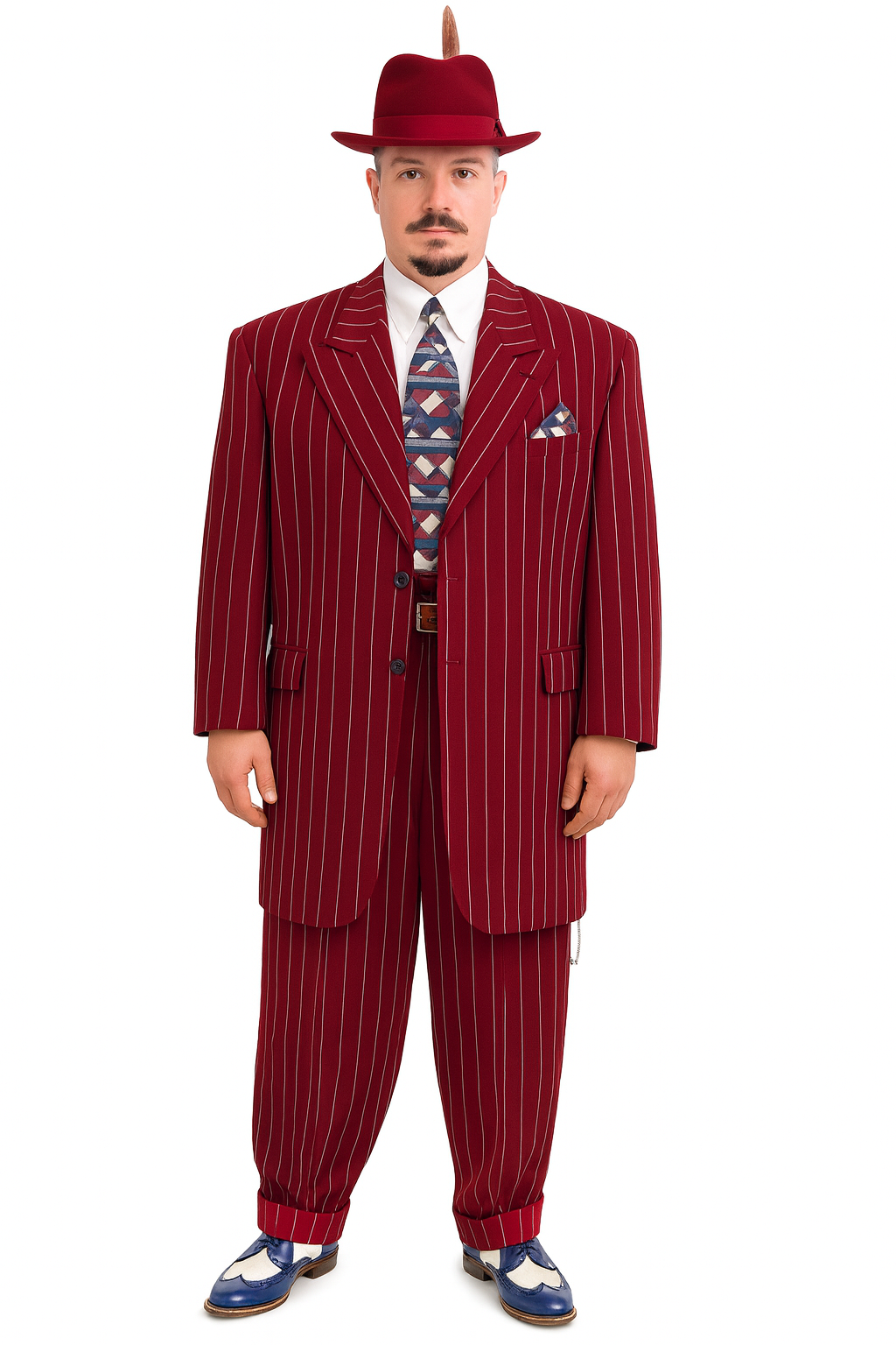 Dark Navy Blue Pinstripe Zoot Suit - Gangster Suit - 1920 Suit-New Designer Collection - 34 Short or Extra Small