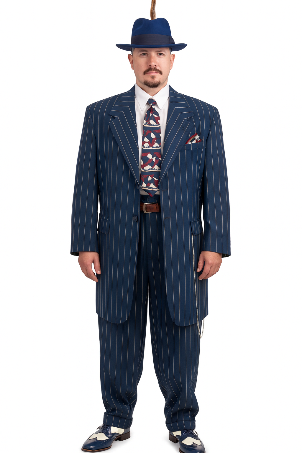 Dark Navy Blue Pinstripe Zoot Suit - Gangster Suit - 1920 Suit-New Designer Collection - 34 Short or Extra Small