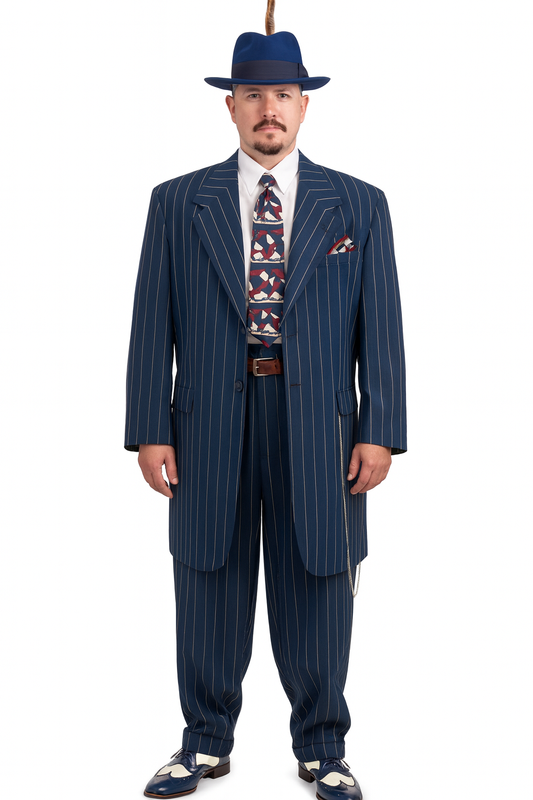 Dark Navy Blue Pinstripe Zoot Suit - Gangster Suit - 1920 Suit-New Designer Collection