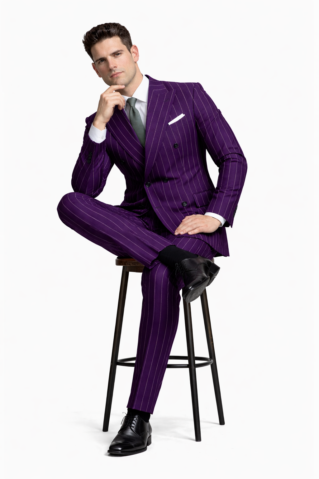Dark Purple Pinstripe Suit - Gangster Suit - 1920's Suit-New Designer Collection - 34 Short or Extra Small