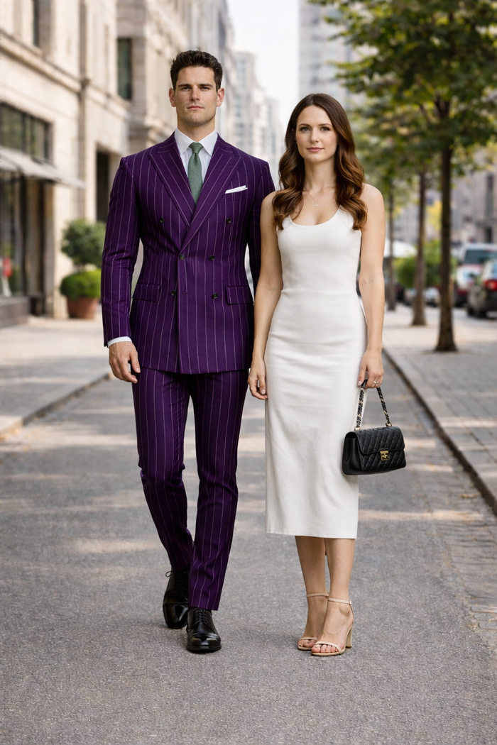 Dark Purple Pinstripe Suit - Gangster Suit - 1920's Suit-New Designer Collection