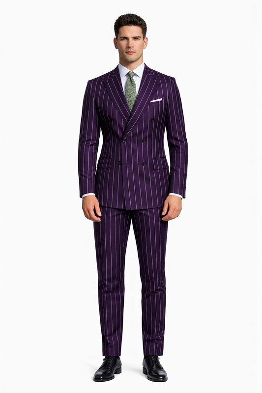 Dark Purple Pinstripe Suit - Gangster Suit - 1920's Suit-New Designer Collection