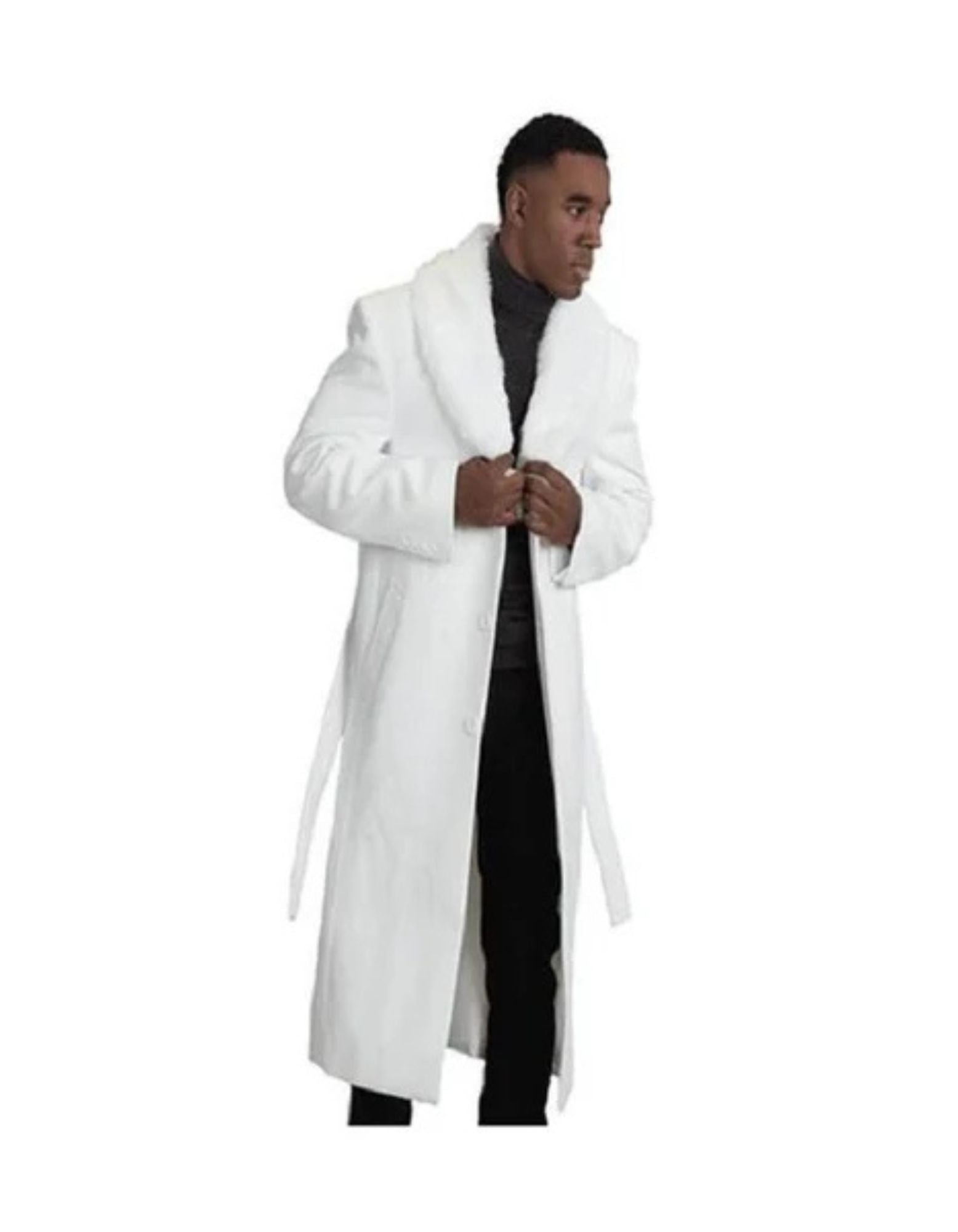 Dark White Overcoat ~ Long Mens Dress Topcoat Dark White - Coat Size 38