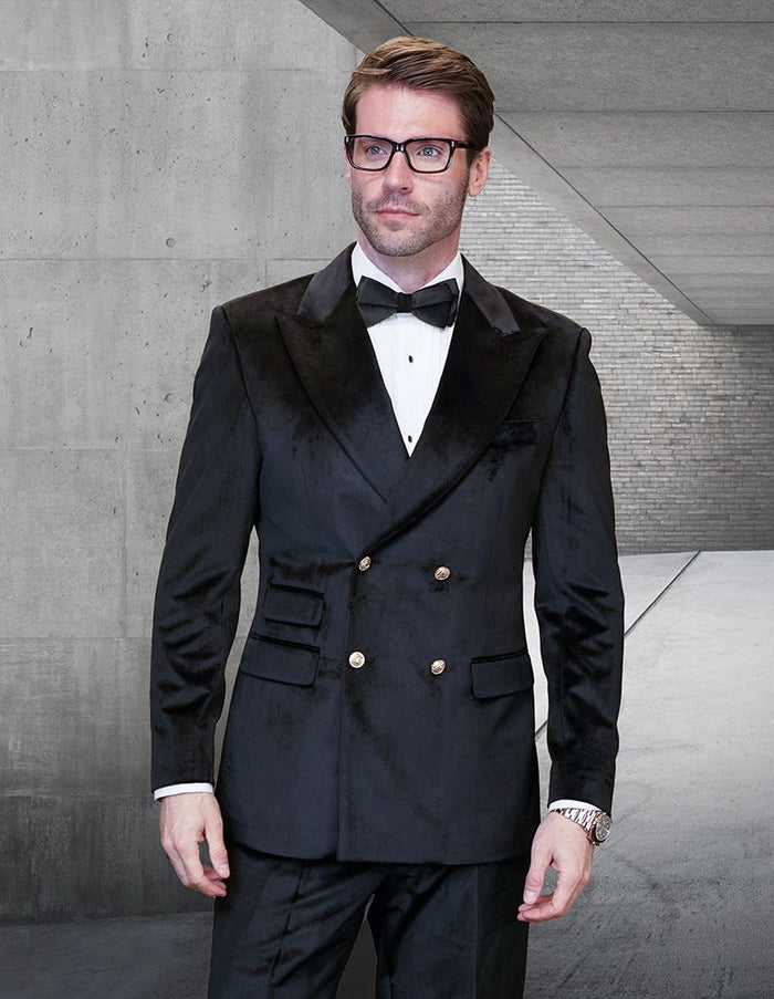 Mens Outlet 2 Piece Velvet Fashion Suit Solid Color Shop Now