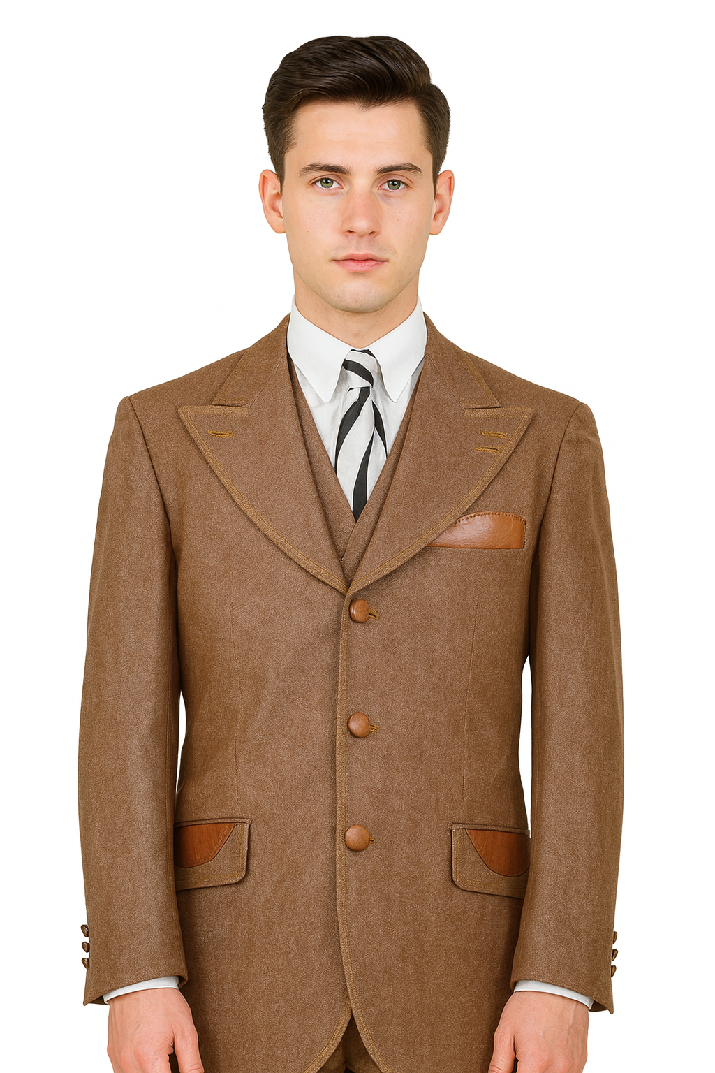 Denim Suit - Cotton Fabric Vested Suit - 3 Pieces Suit - Vested Fancy Suit - 38 Short Jacket+32 Waist Adjustable 28to34)(Height: 5 4 to5 7 )(Neck  15-16.5)S-M)