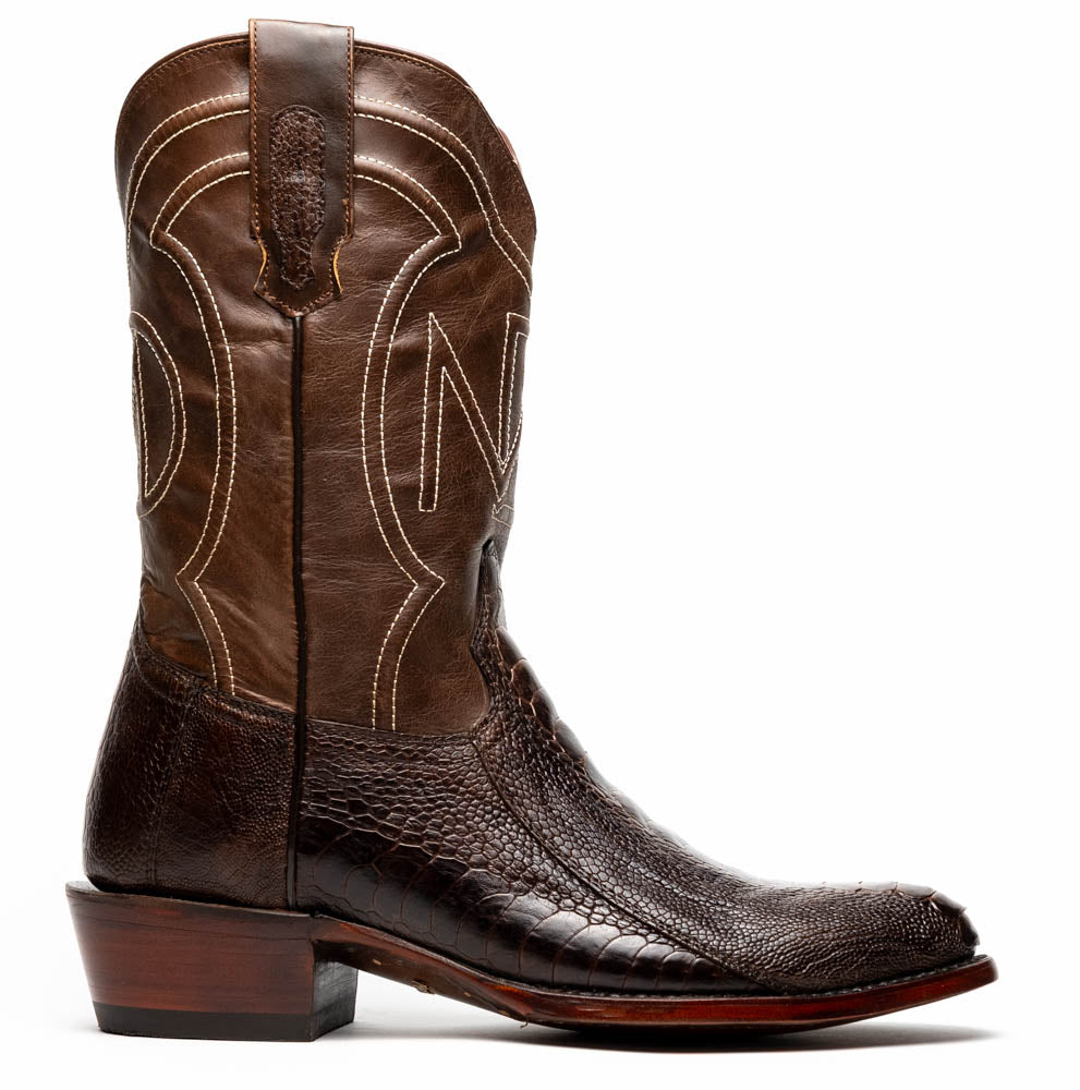 Marco Di Milano Denver Clear Brown Ostrich Leg Round Toe Cowboy Boots - 7