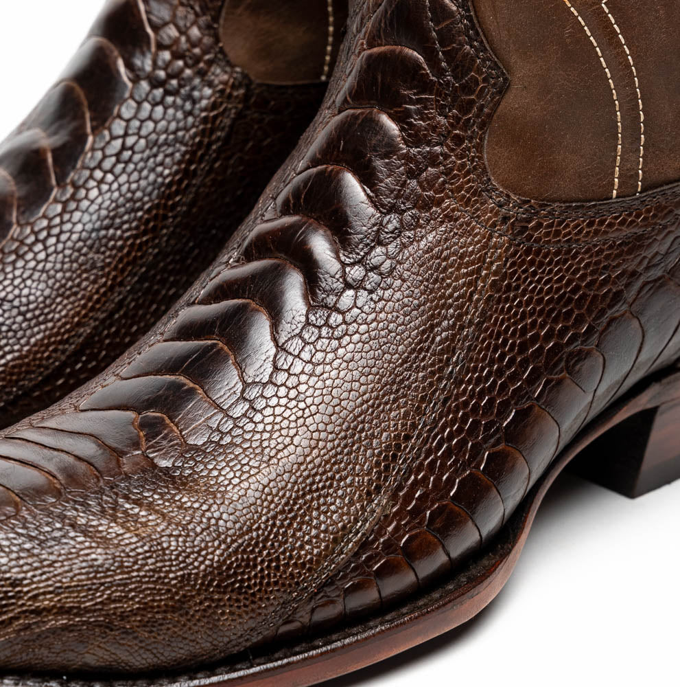 Marco Di Milano Denver Clear Brown Ostrich Leg Round Toe Cowboy Boots - 7