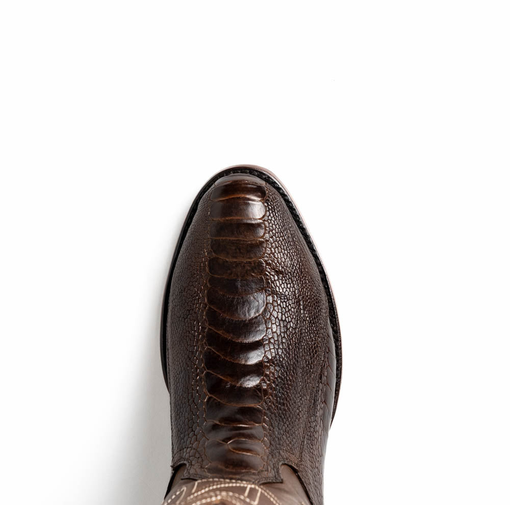 Marco Di Milano Denver Clear Brown Ostrich Leg Round Toe Cowboy Boots - 7