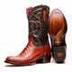 Marco Di Milano Denver Rustic Cognac Ostrich Leg Round Toe Cowboy Boots