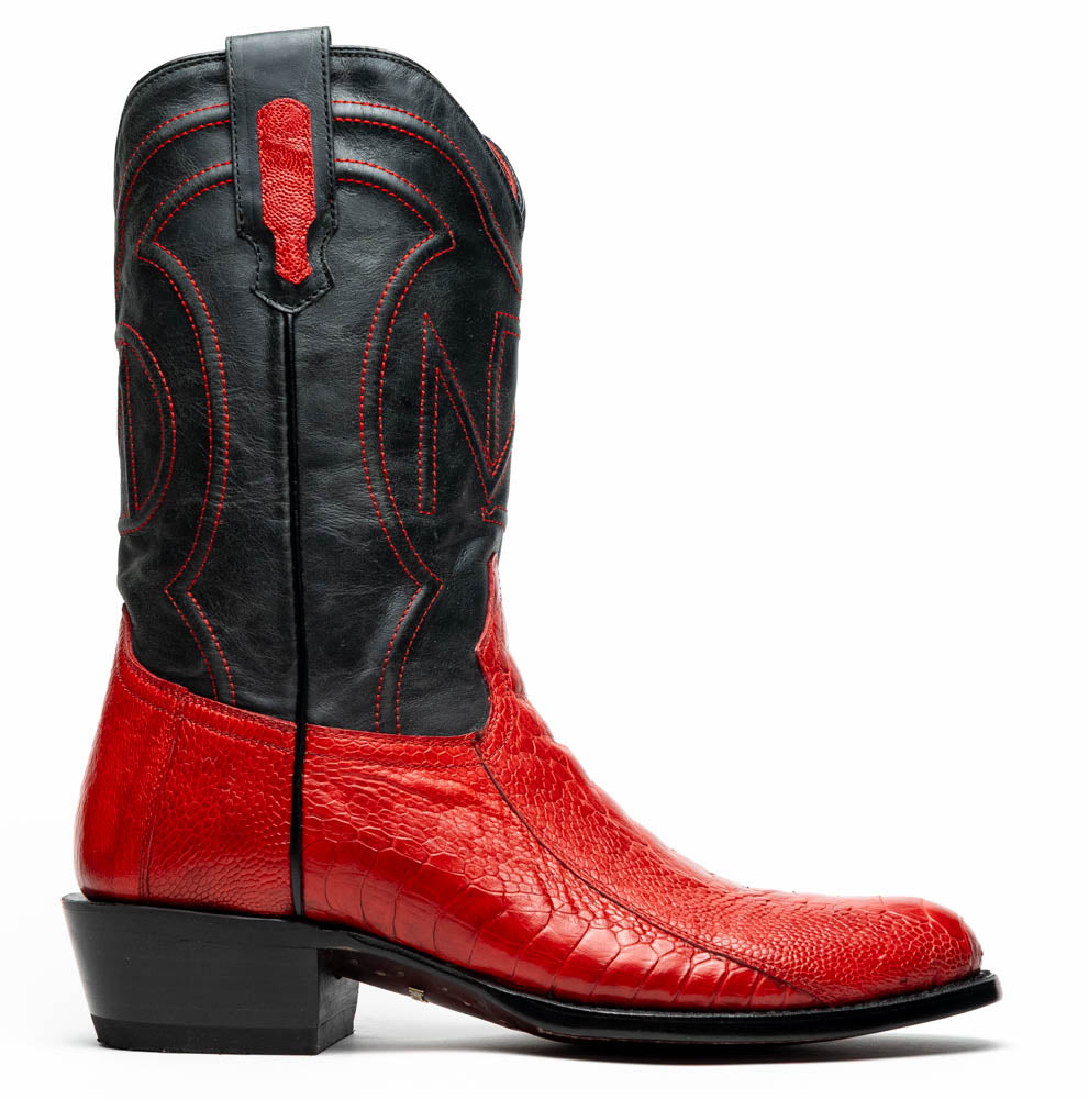 Marco Di Milano Denver Red Ostrich Leg Round Toe Cowboy Boots - 7