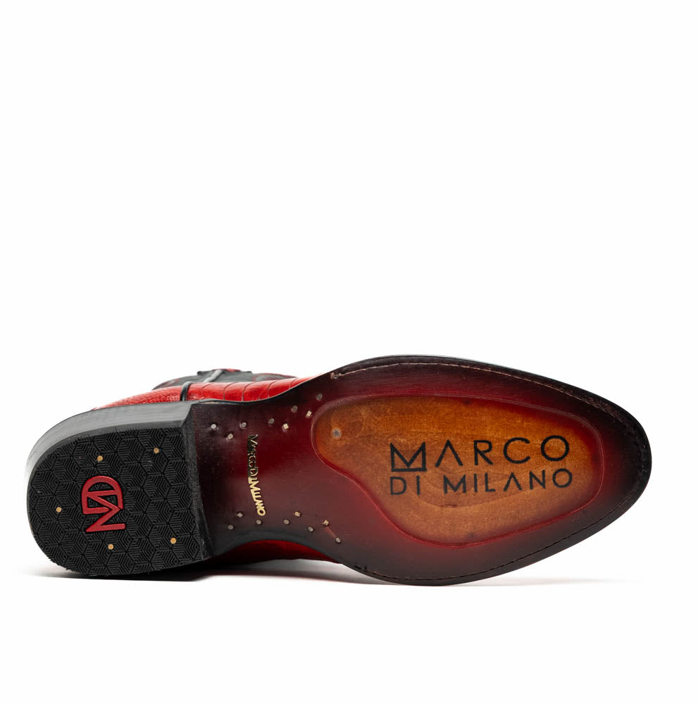 Marco Di Milano Denver Red Ostrich Leg Round Toe Cowboy Boots - 7