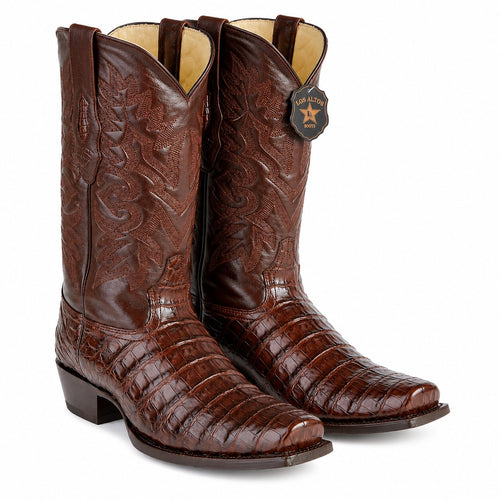 Los Altos Belly 7 Toe Brown Caiman Boots-New Designer Collection