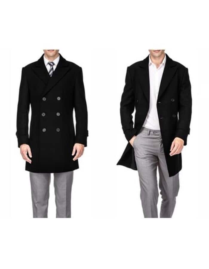 Designer men's Wool Peacoat Sale Wool men's Car Coat Mid Length Three quarter length coat Long Jacket