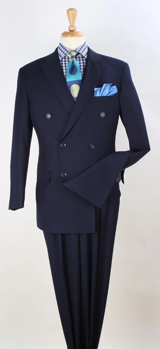 Apollo King Mens 2pc Double Breasted Suit with Pleated Pants