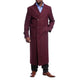 Mens Red Overcoat Trench coat - Diamond Burgundy Wool Double Breasted