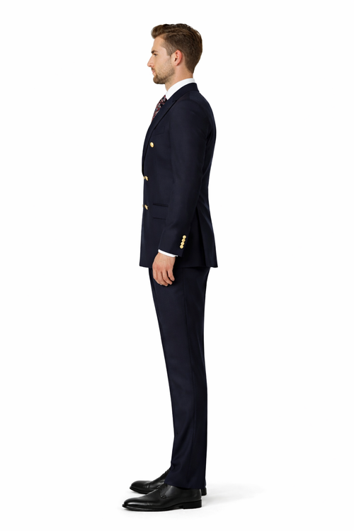 Double Breasted Blazer with Gold Buttons - Black Sport Coat-New Designer Collection