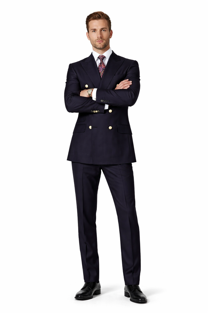 Double Breasted Blazer with Gold Buttons - Black Sport Coat-New Designer Collection