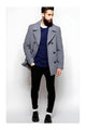 Double Breasted Light Grey ~ Wine Wool Coat ~ Car coat ~ Designer men's Wool Peacoat Sale