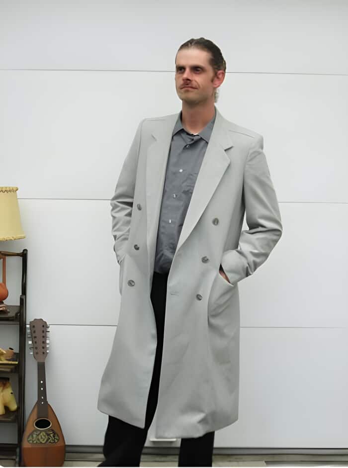 Double Breasted Long men s Dress Topcoat Winter coat Wool Light Grey Overcoat