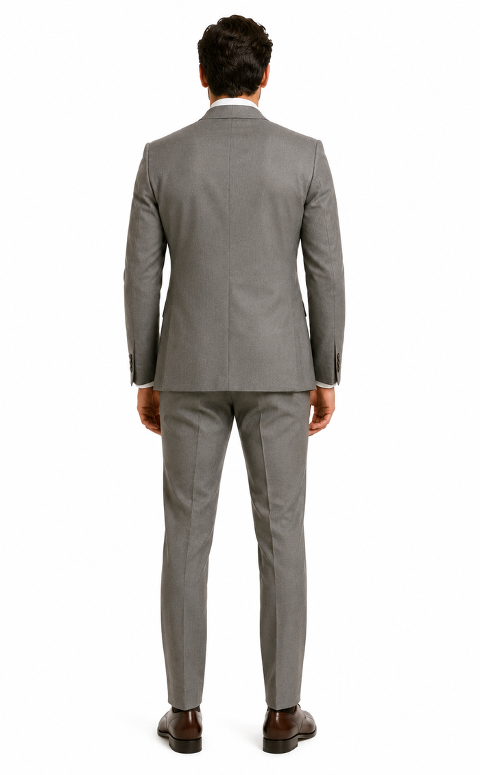 Double Breasted Slim Fit Suit - Dark Gray Suit - Tapred Fit Pants