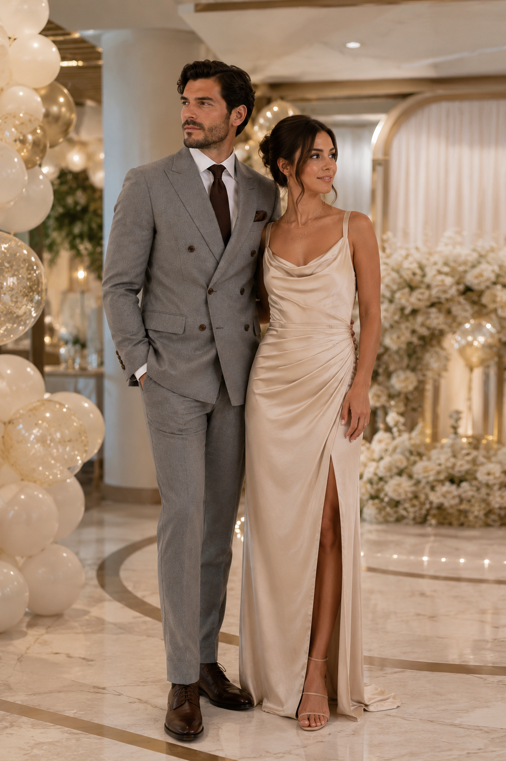Double Breasted Slim Fit Suit - Dark Gray Suit - Tapred Fit Pants