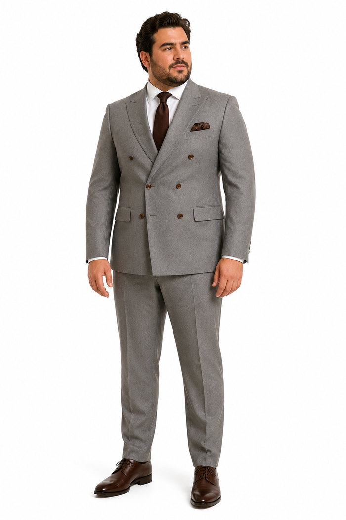 Double Breasted Slim Fit Suit - Dark Gray Suit - Tapred Fit Pants