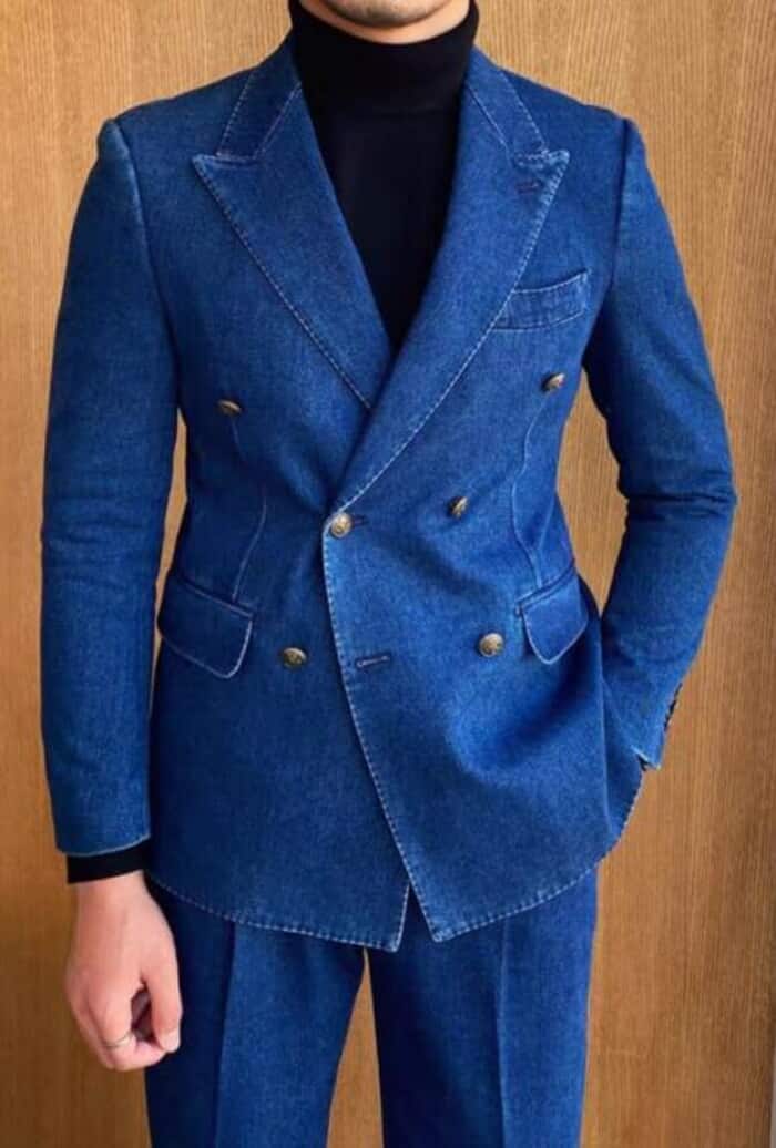 Mens Big and Tall Linen Suits - Blue  Summer Fabric Suit