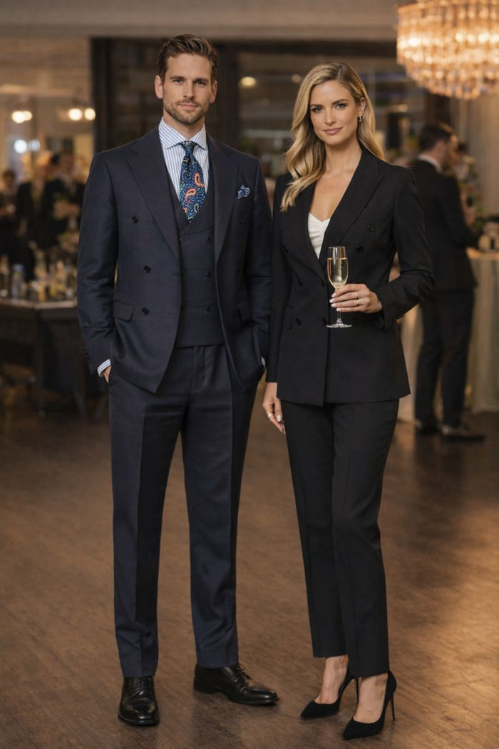 Double Breasted Suits - Vested Suits Wool Fabric - Apolo King Brand - Gray Plaid Suit-New Designer Collection