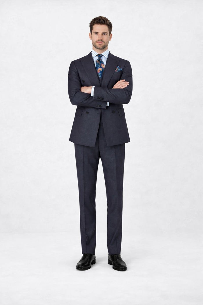 Double Breasted Suits - Vested Suits Wool Fabric - Apolo King Brand - Gray Plaid Suit-New Designer Collection