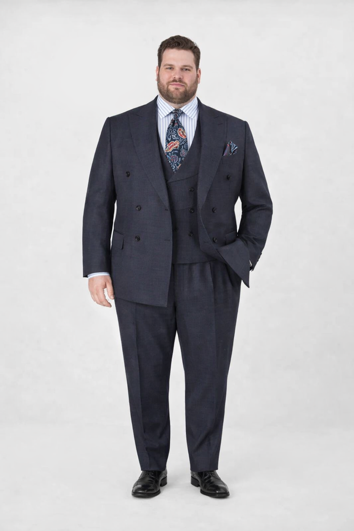 Double Breasted Suits - Vested Suits Wool Fabric - Apolo King Brand - Gray Plaid Suit-New Designer Collection