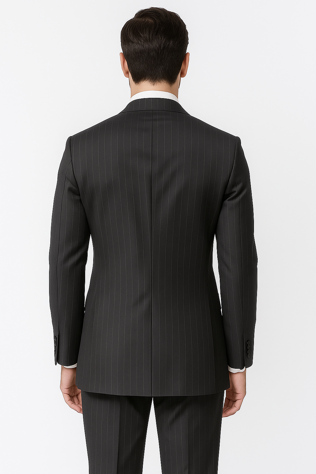 Double Breasted Suits - Vested Suits Wool Fabric - Apolo King Brand - Gray Stripe Suit - New Arrival - Coat Size 38