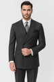 Double Breasted Suits - Vested Suits Wool Fabric - Apolo King Brand - Gray Stripe Suit - New Arrival