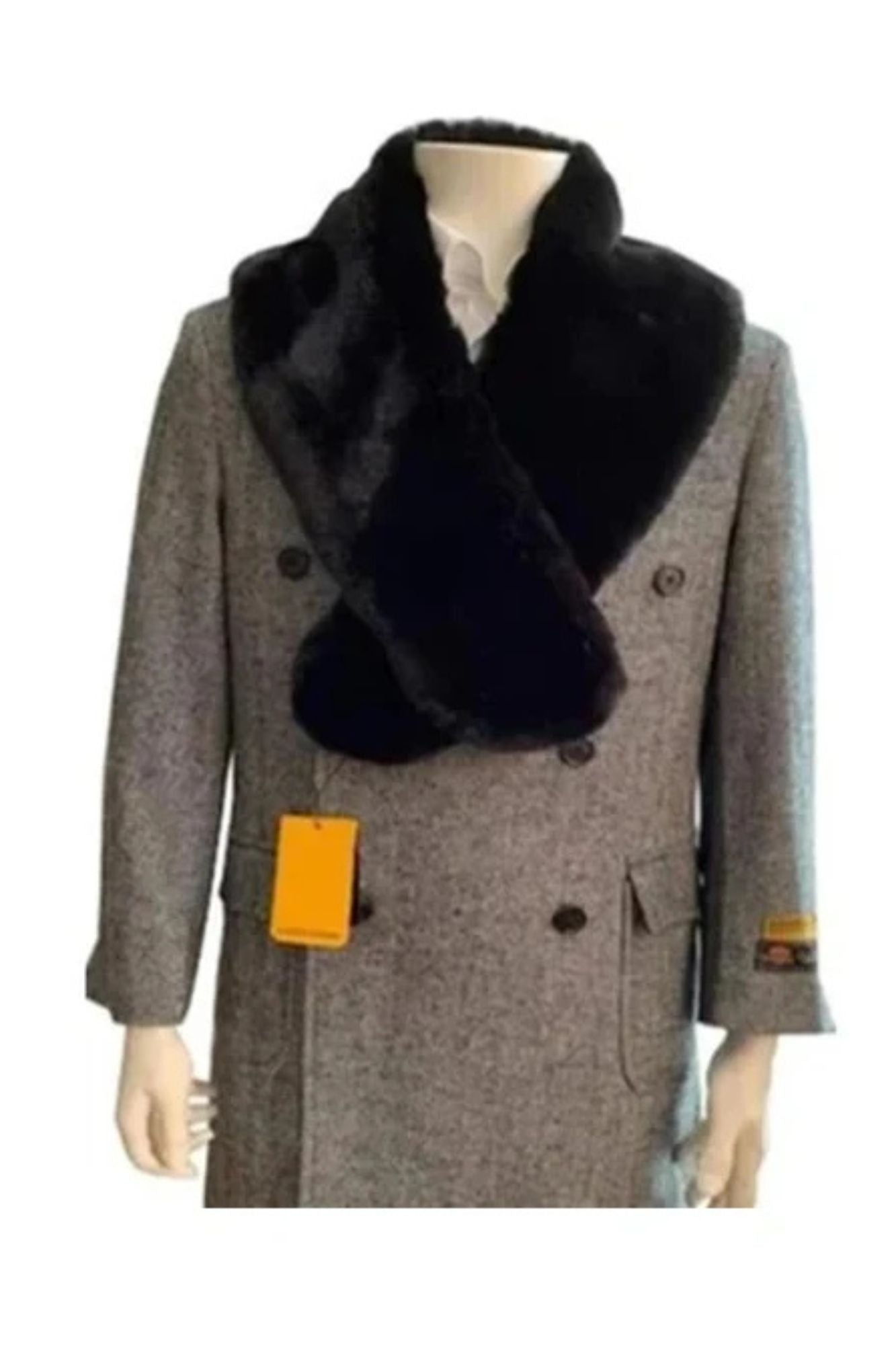 Double Breasted Three Quarter Overcoat - Wool And Cashmere Peacoat - Topcoat - Coat Size 38