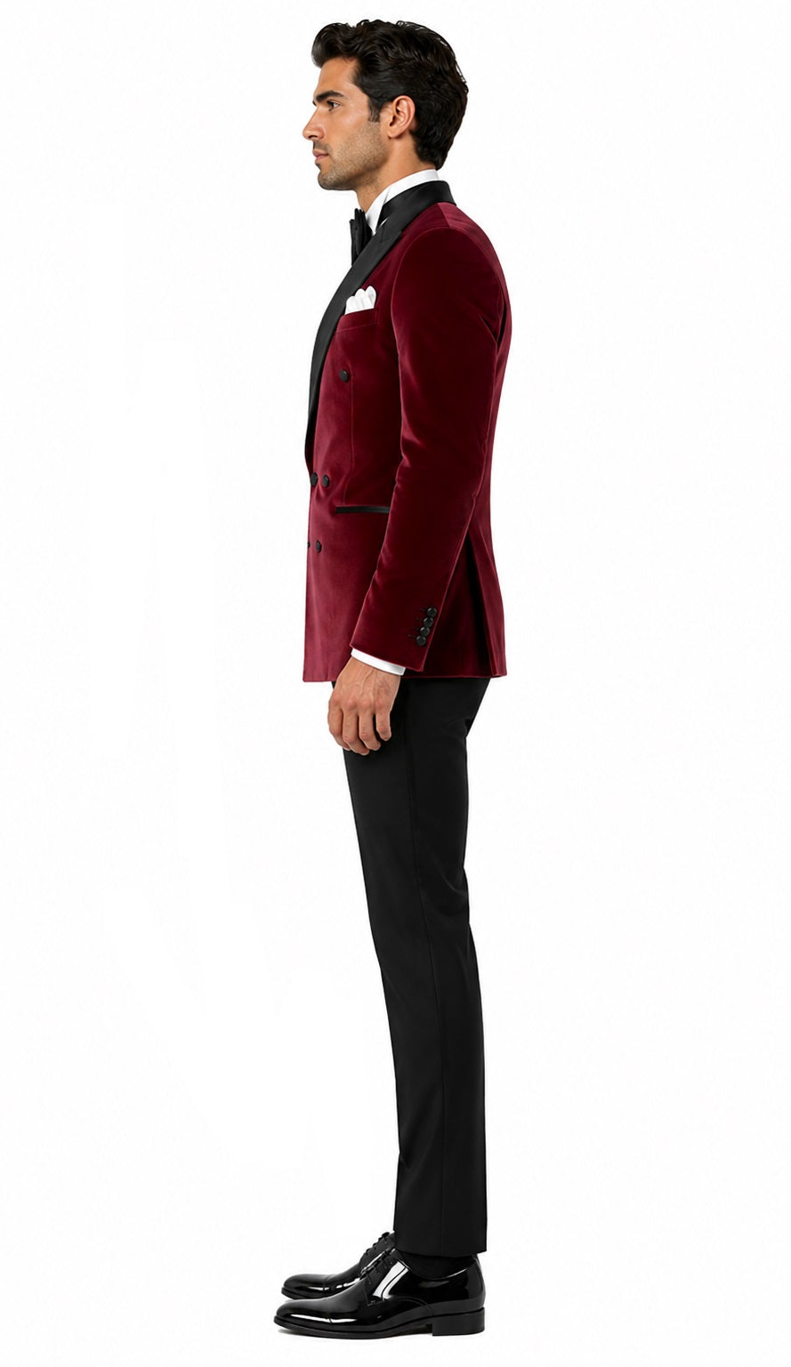 Double Breasted Tuxedo - Velvet Tuxedo Dinner Jacket Burgundy