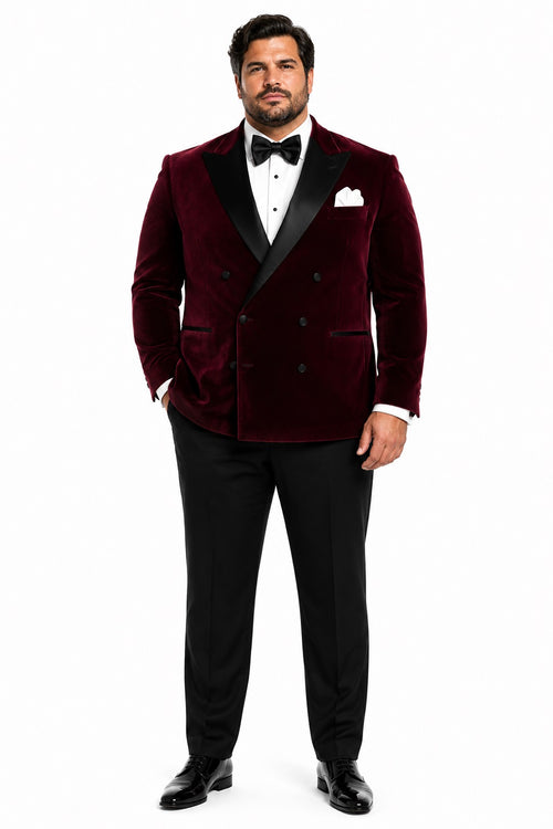 Double Breasted Tuxedo - Velvet Tuxedo Dinner Jacket Burgundy