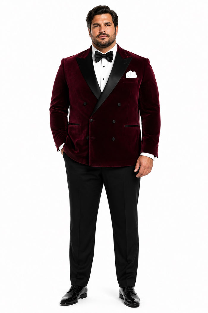 Double Breasted Tuxedo - Velvet Tuxedo Dinner Jacket Burgundy