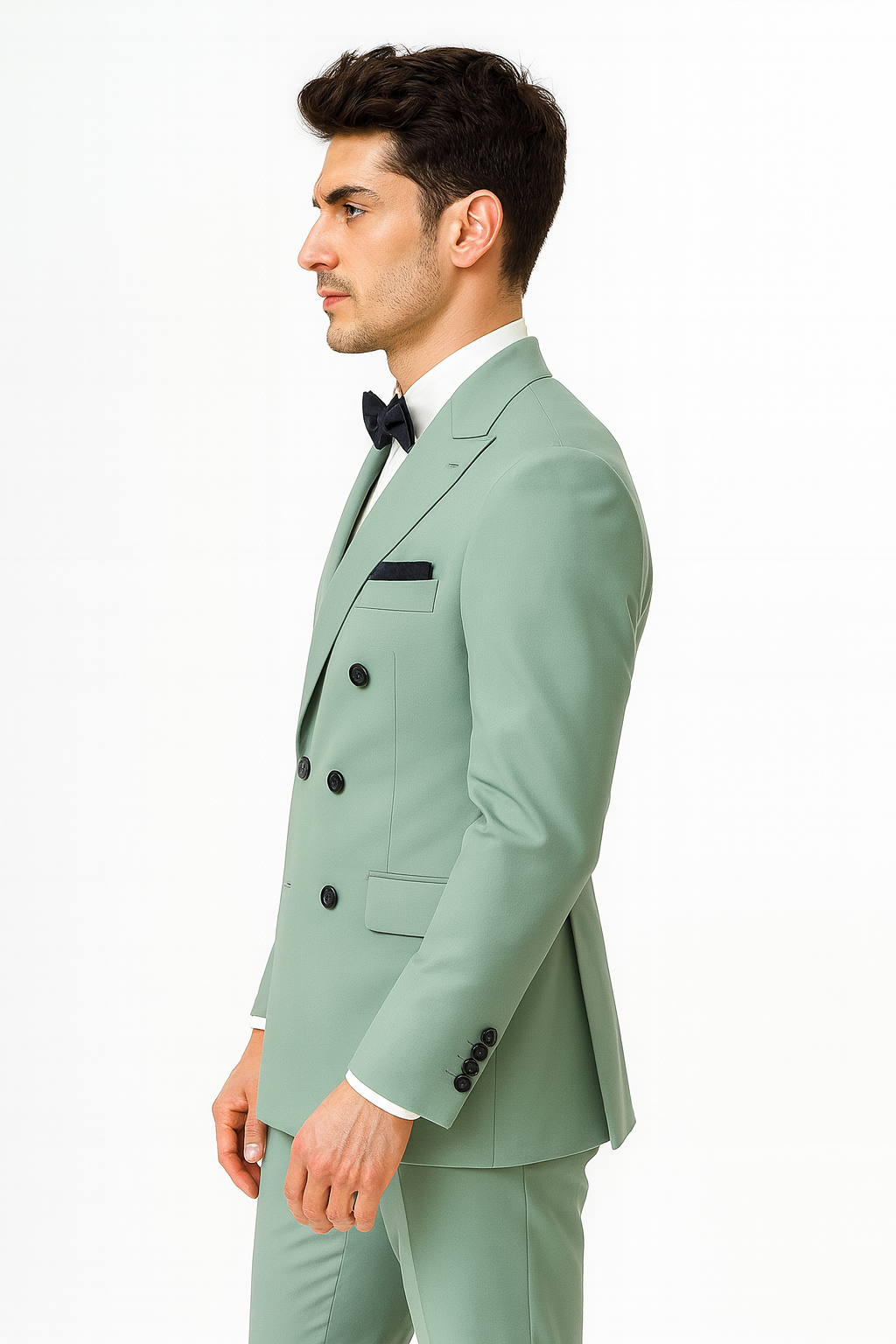 Mens Sage Green Double Breasted Suit - 34 Short or Extra Small