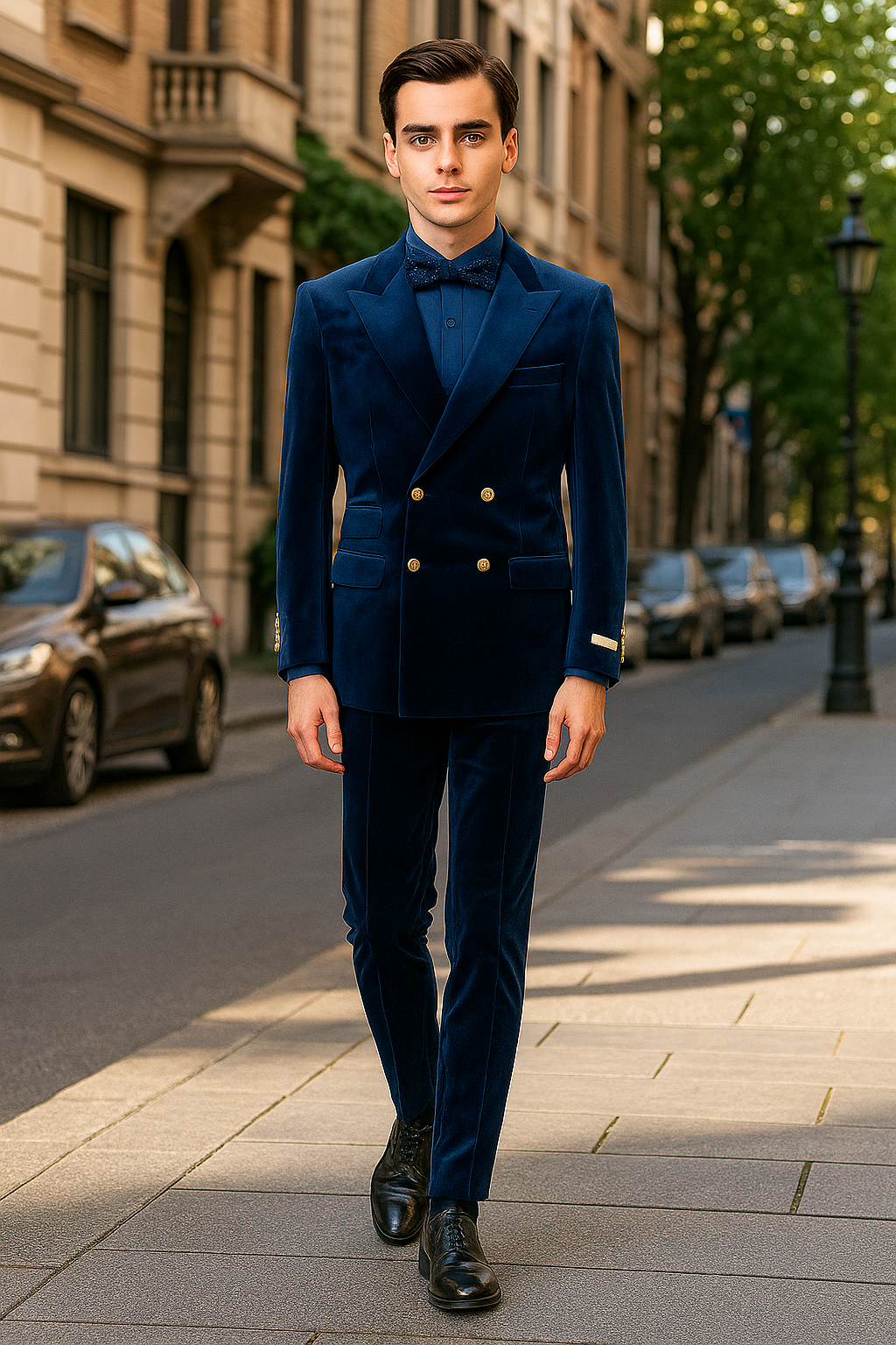 Velvet Suits - Double Breasted Suits - Slim Fit Suit Royal Blue - 38 Short Jacket+32 Waist Adjustable 28to34)(Height: 5 4 to5 7 )(Neck  15-16.5)S-M)