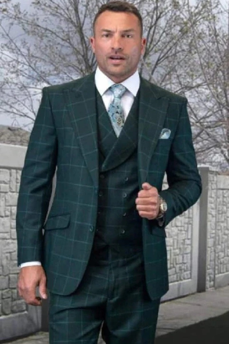 Mens Green Wool Suit - Any Brand Style Size - Green